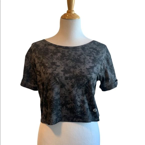 Black & Grey Tie Dye Crop Top- Scorpio Sol - Picture 1 of 5